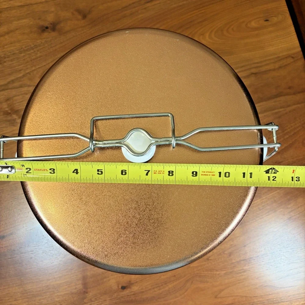 Vintage Triple Decker Food Cake Carrier 1960s 70s Mid Century Copper White